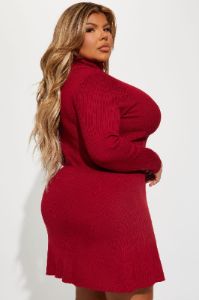 Jodie Ribbed Mini Dress - Burgundy sold by Fashion Nova
