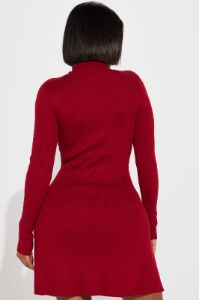 Jodie Ribbed Mini Dress - Burgundy sold by Fashion Nova