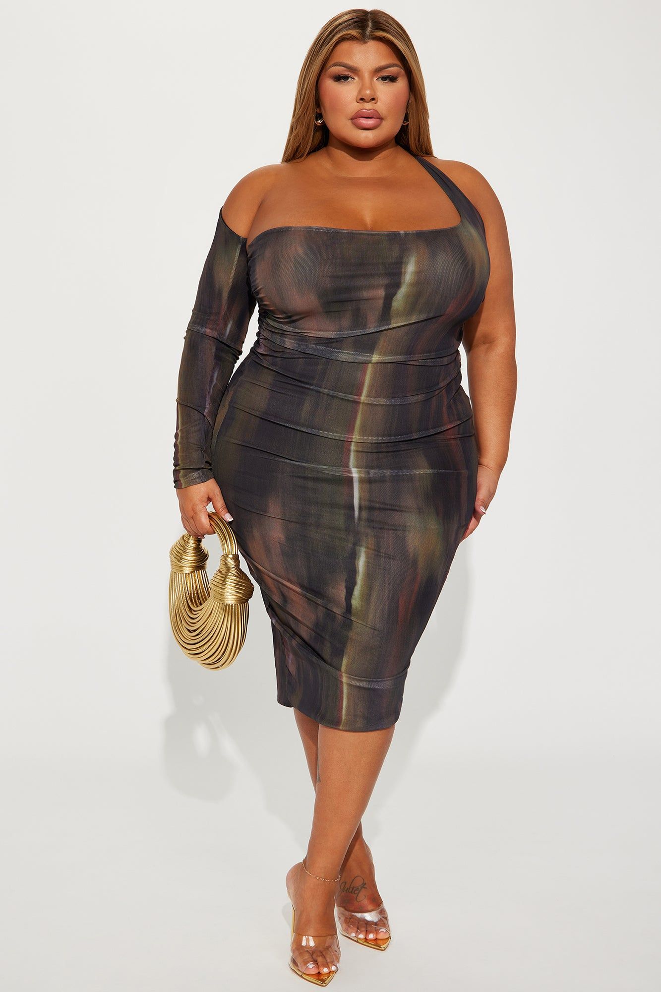 Viviana Mesh Midi Dress - Brown/combo sold by Fashion Nova product image thumbnail 4
