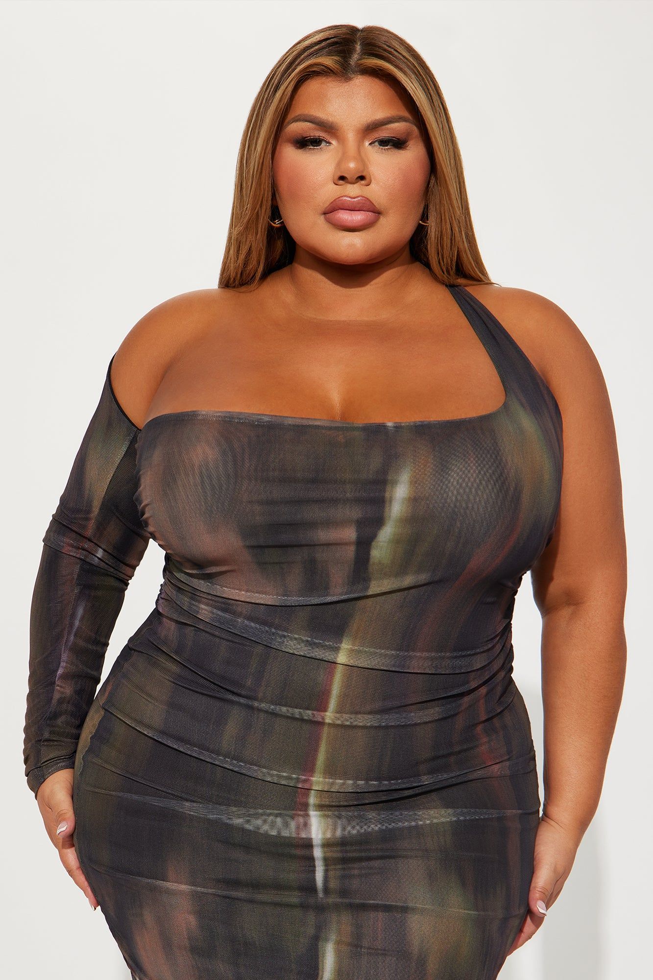 Viviana Mesh Midi Dress - Brown/combo sold by Fashion Nova product image thumbnail 5