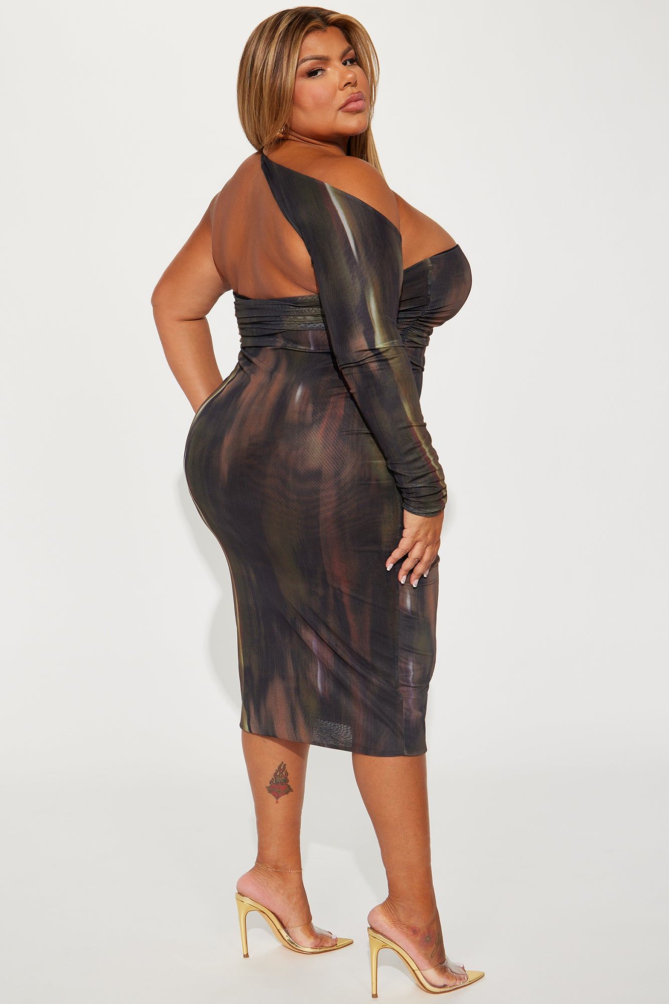 Viviana Mesh Midi Dress - Brown/combo sold by Fashion Nova product image thumbnail 6