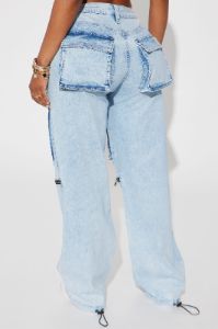 Back In The Day Cargo Jeans - Light Wash sold by Fashion Nova