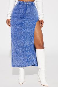 Meghan Mineral Wash Denim Maxi Skirt - Blue sold by Fashion Nova
