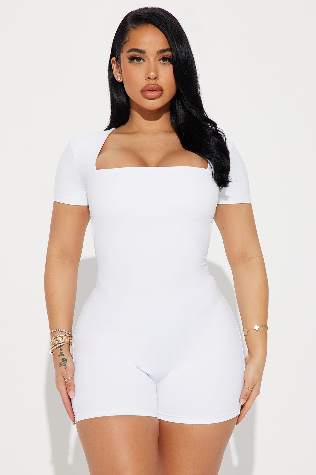 Yessica Seamless Romper - White sold by Fashion Nova