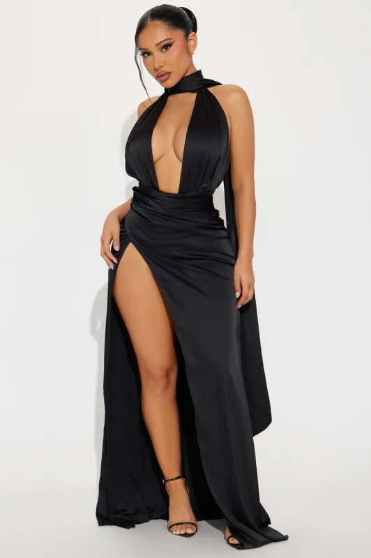Marilyn Scarf Maxi Dress - Black sold by Fashion Nova