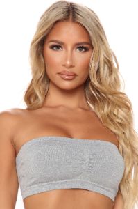 Seamless Staple Bandeau 2 Pack Bralettes - Grey/combo sold by Fashion Nova