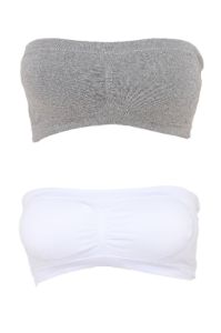 Seamless Staple Bandeau 2 Pack Bralettes - Grey/combo sold by Fashion Nova