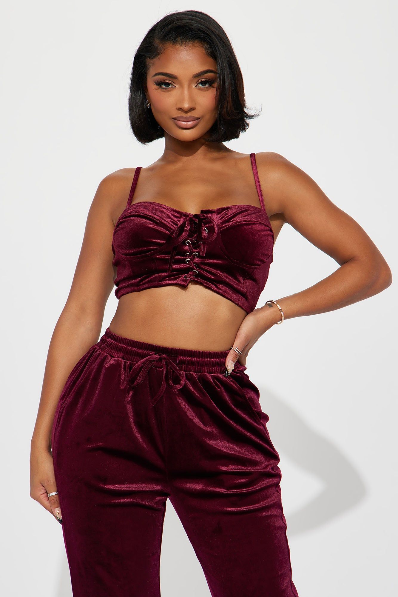 Down With You Jogger Set - Burgundy sold by Fashion Nova product image thumbnail 2