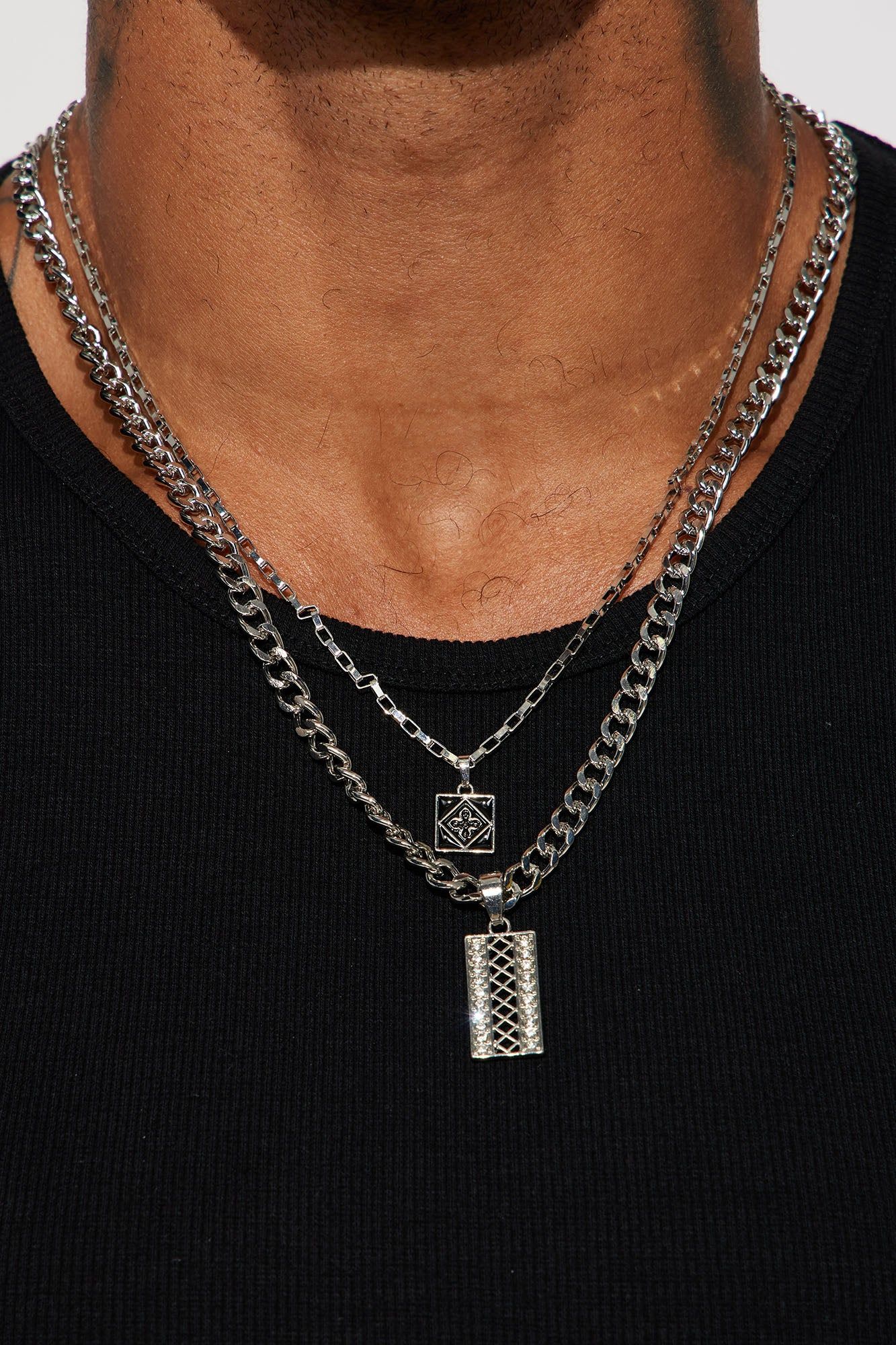 Slow Motion 2 Piece Chain Necklace - Silver sold by Fashion Nova