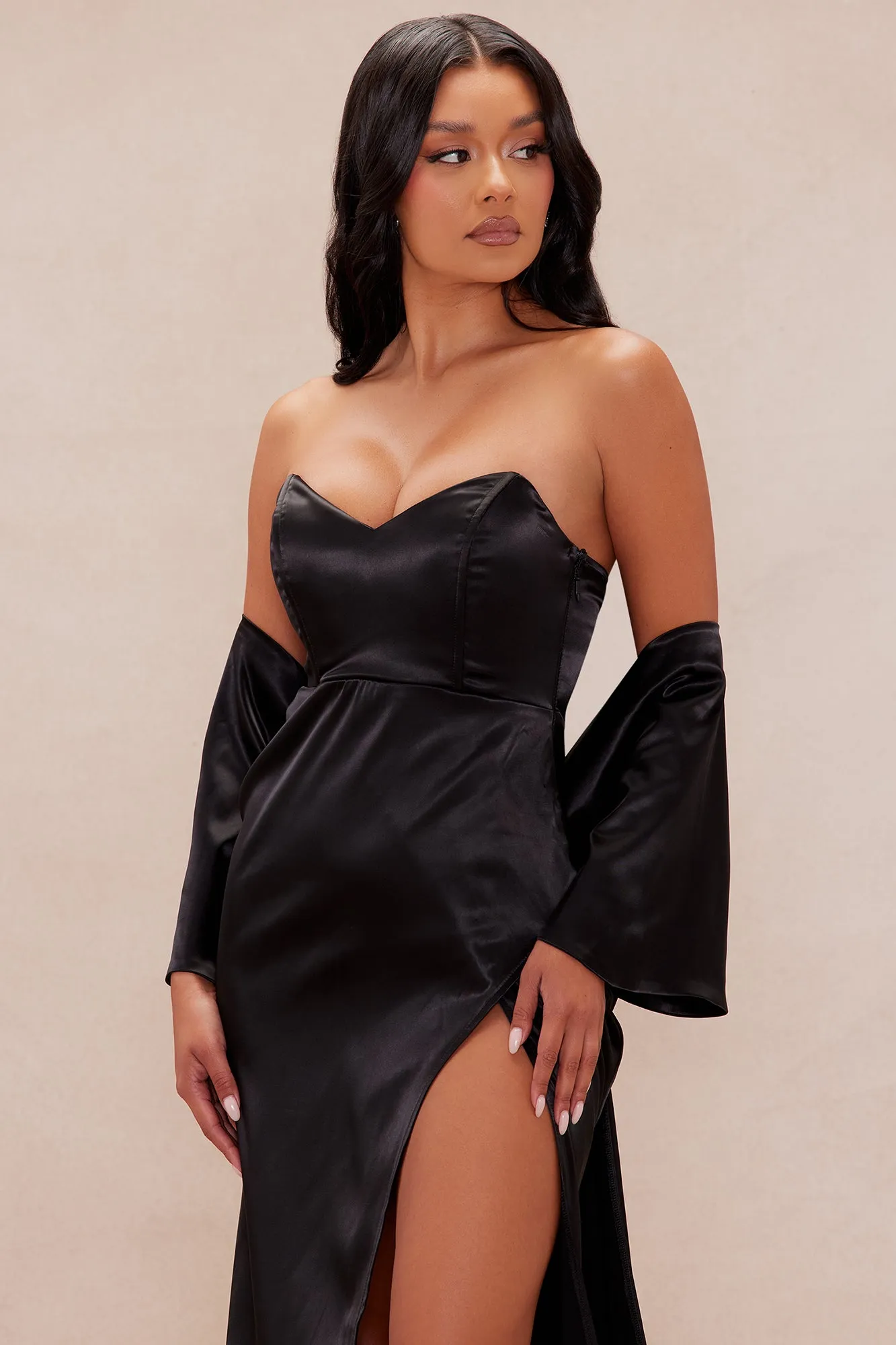 The Main Attraction Satin Gown Set - Black sold by Fashion Nova product image thumbnail 2