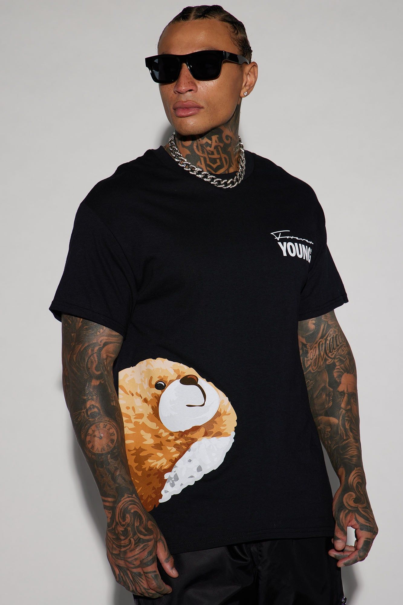 Forever Bear Short Sleeve Tee - Black sold by Fashion Nova