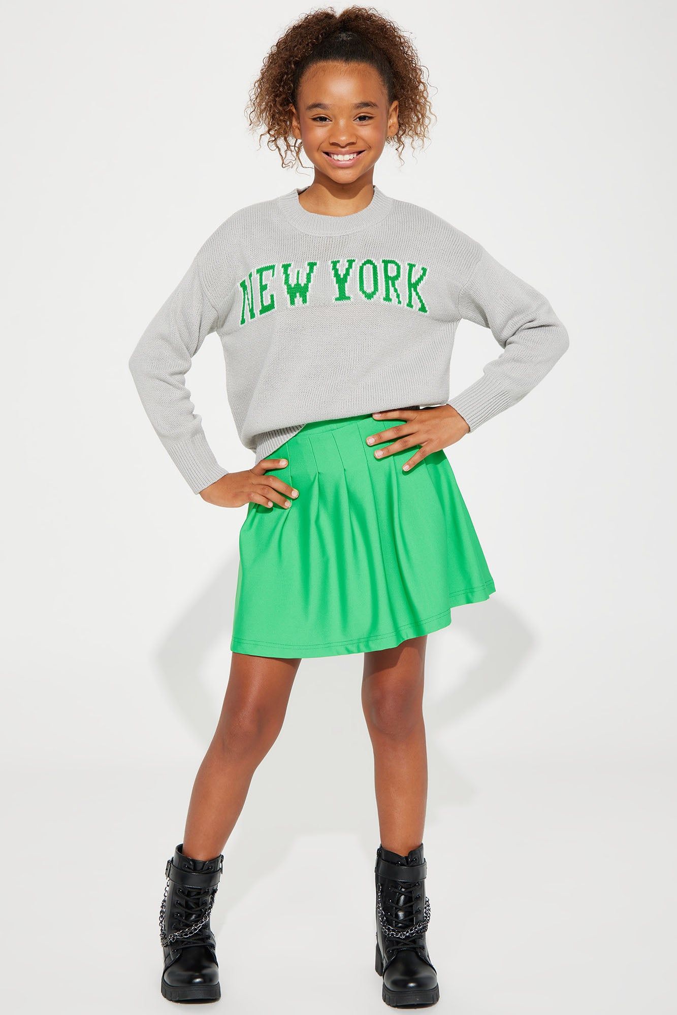 Mini Pleated Knit Skirt - Green sold by Fashion Nova