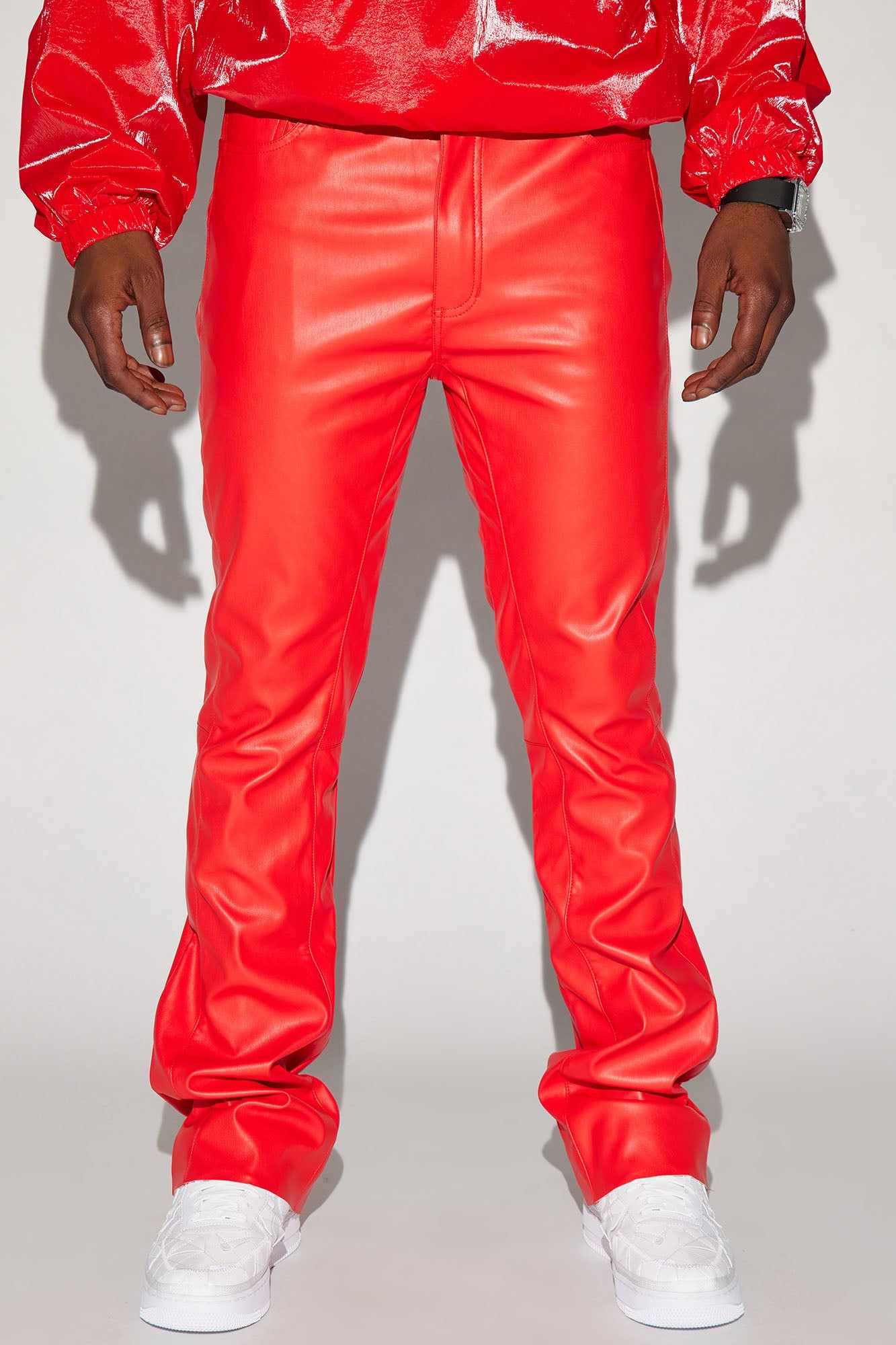 Upscale Faux Leather Flare Pants - Red sold by Fashion Nova