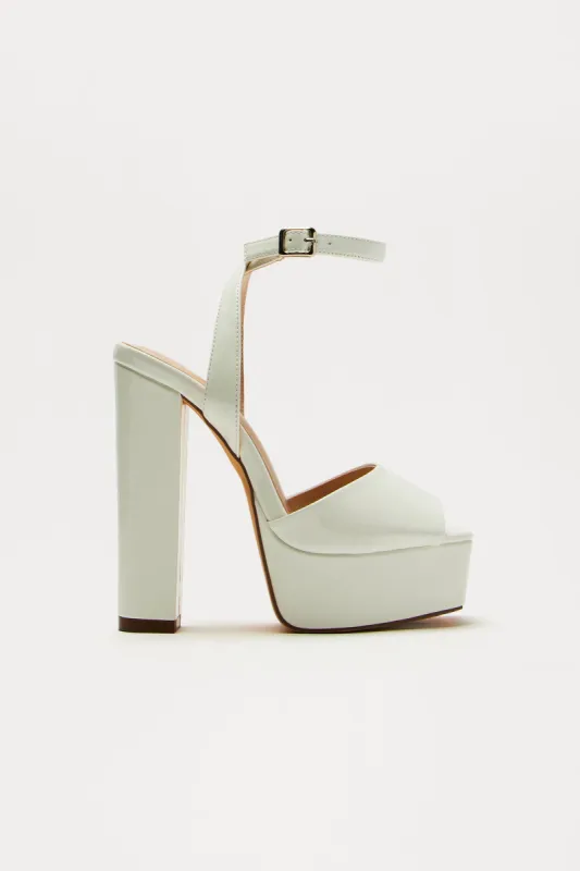 Catalina Platform Block Heels - White sold by Fashion Nova