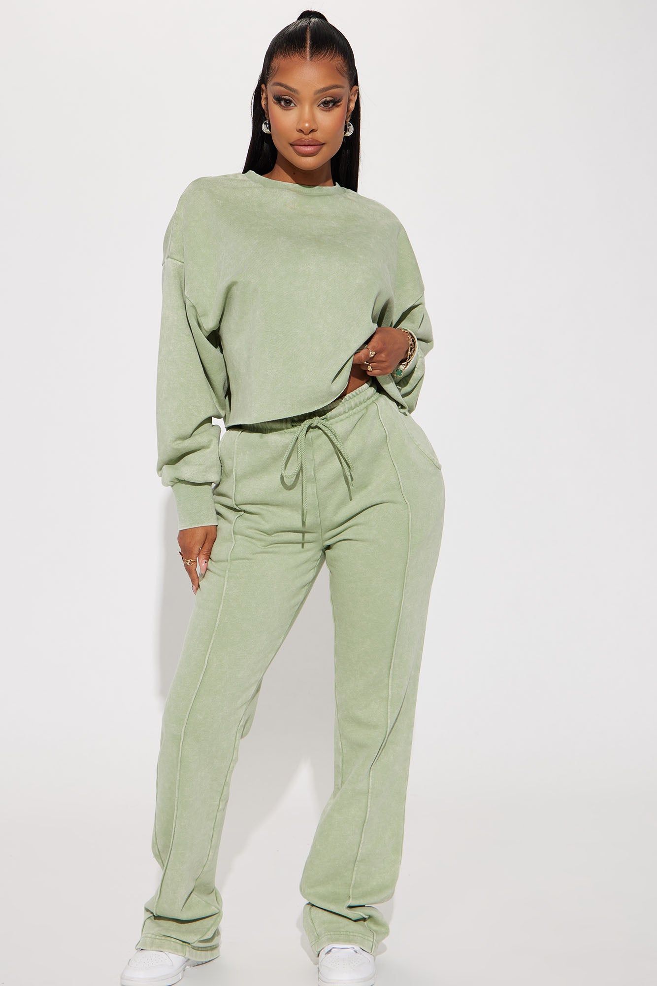 Chill Out Lounge Flare Pant - Sage sold by Fashion Nova
