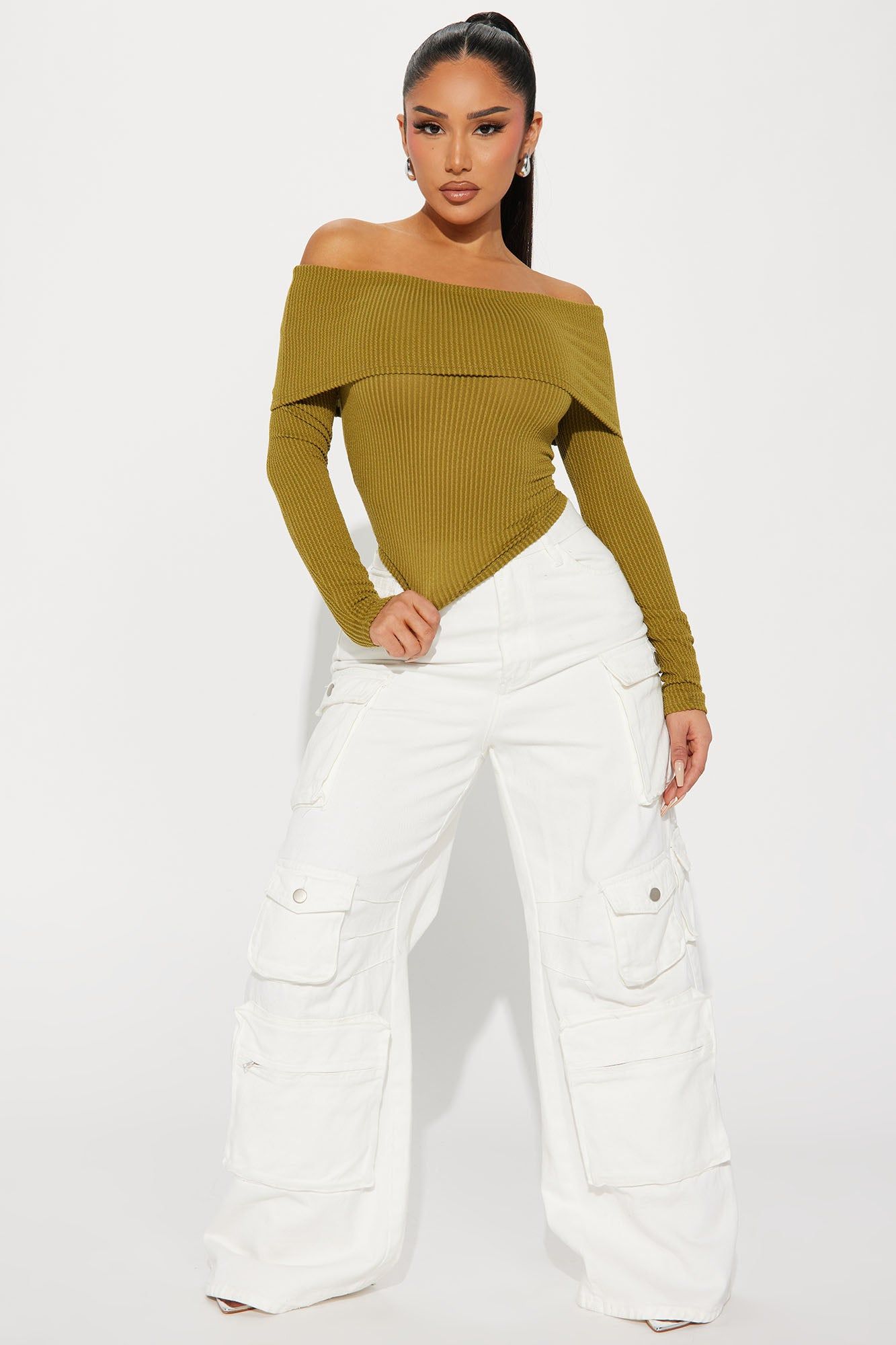 Best Of Luck Off Shoulder Top - Olive sold by Fashion Nova product image thumbnail 2