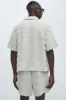 Frayed Jacquard Linen Shirt - Off White sold by Fashion Nova