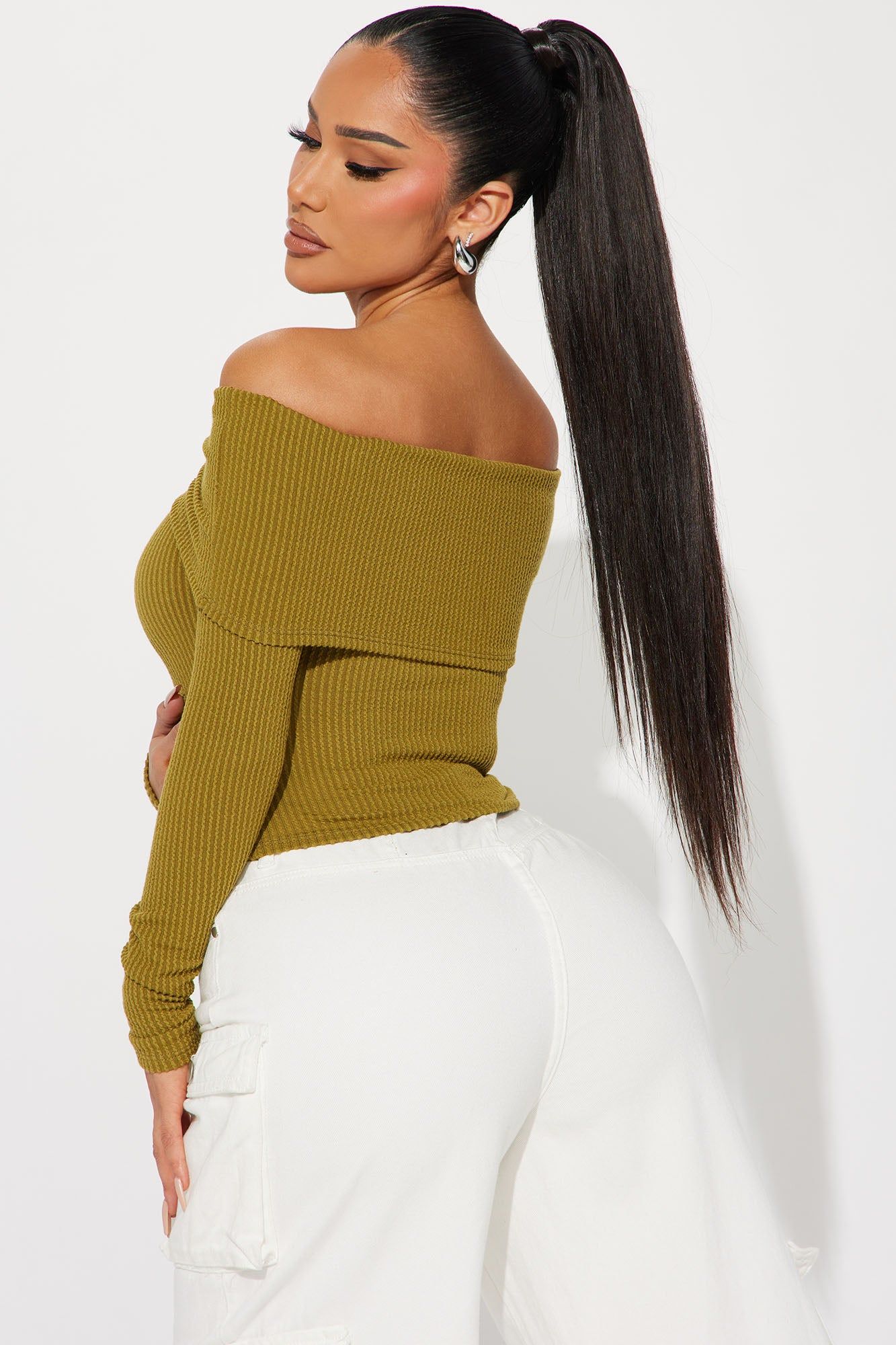 Best Of Luck Off Shoulder Top - Olive sold by Fashion Nova product image thumbnail 3