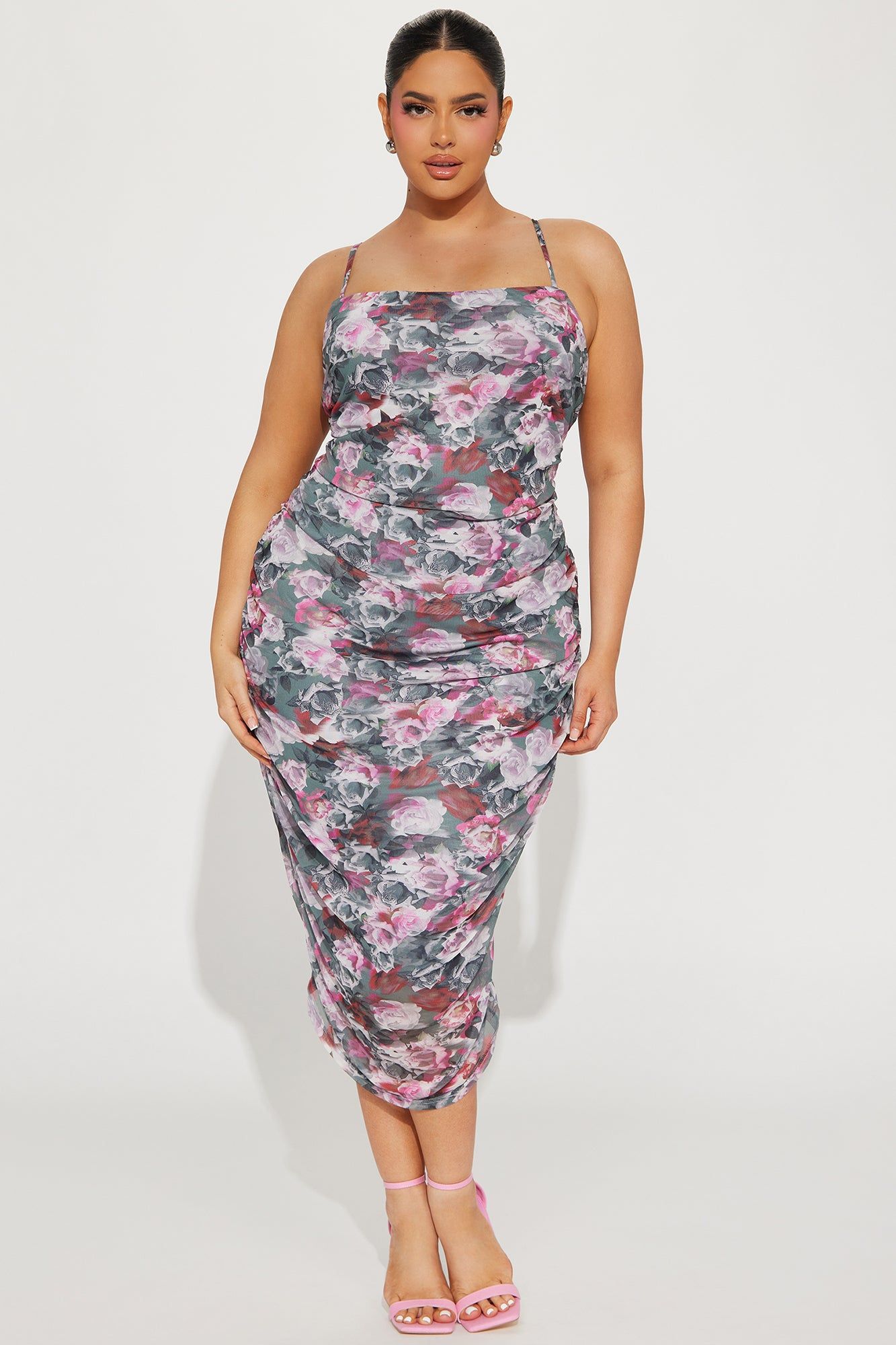 Amara Floral Mesh Midi Dress - Purple/combo sold by Fashion Nova product image thumbnail 4