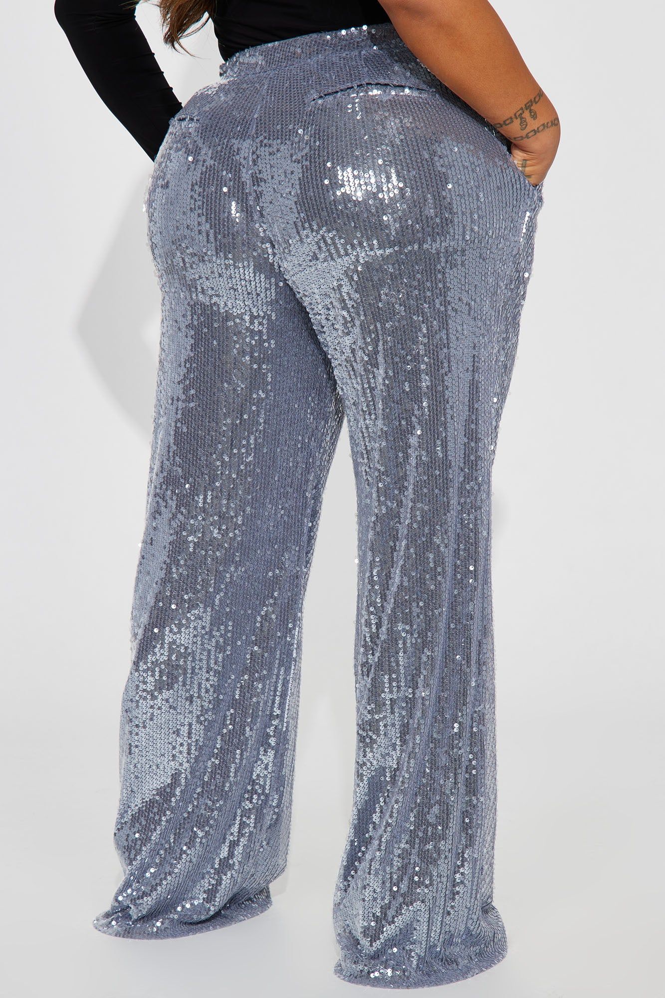 A Sweeter Place Sequin Trouser - Charcoal sold by Fashion Nova product image thumbnail 6