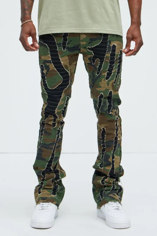 Stay Ready Stitched Slim Flare Pants - Camouflage sold by Fashion Nova