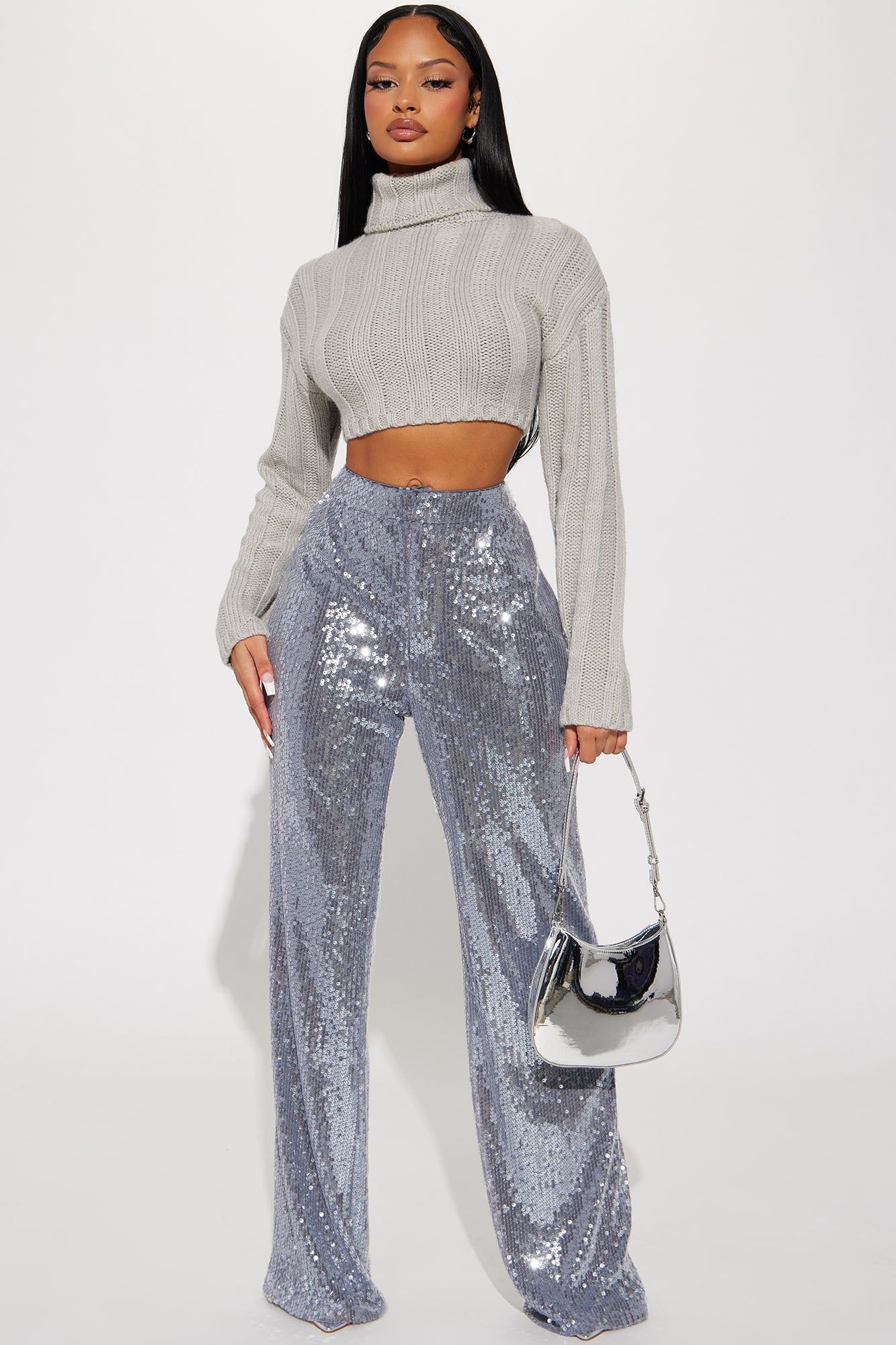A Sweeter Place Sequin Trouser - Charcoal sold by Fashion Nova