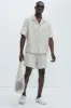 Frayed Jacquard Linen Shirt - Off White sold by Fashion Nova