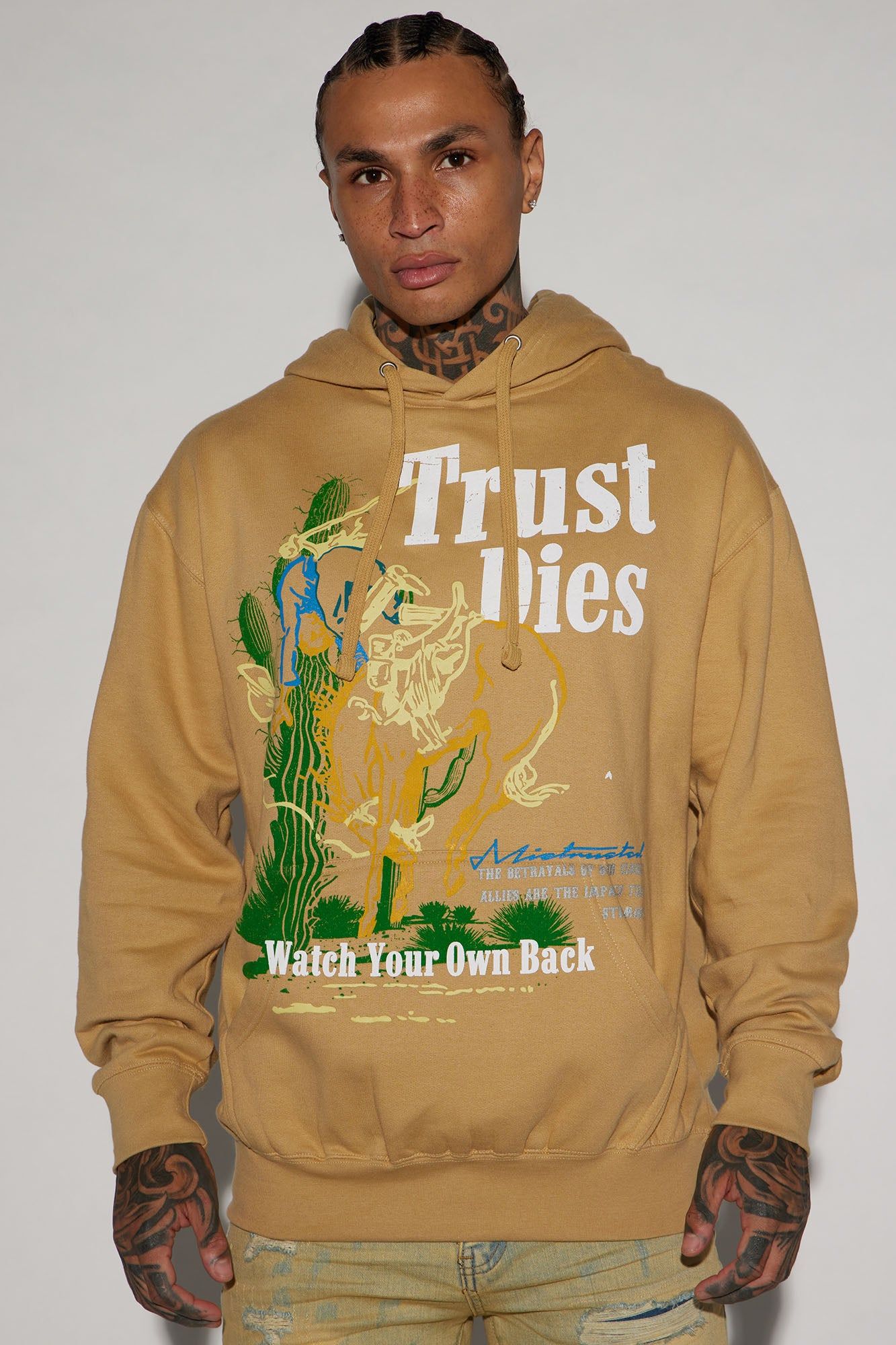 Trust Dies Hoodie - Sand sold by Fashion Nova