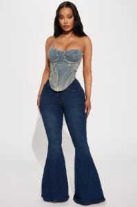 Jenn Booty Lifting Stretch Flare Jeans - Dark Wash sold by Fashion Nova