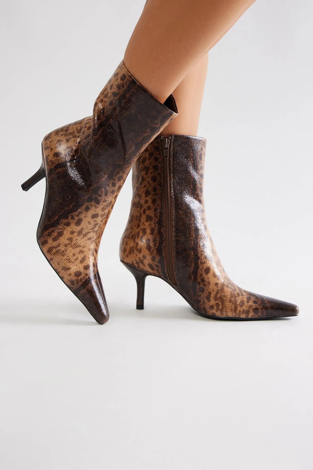 Meg Heeled Booties - Brown/combo sold by Fashion Nova product image thumbnail 4