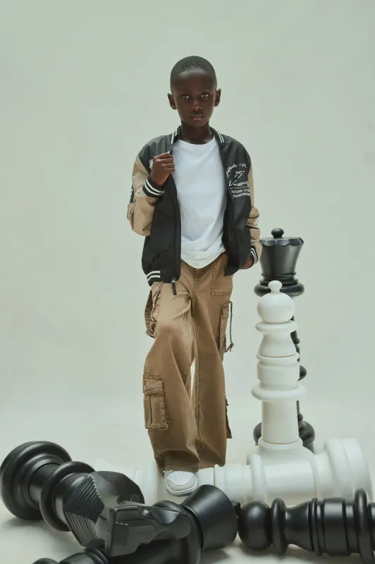 Mini Fresh Off The Block Varsity Jacket - Black sold by Fashion Nova