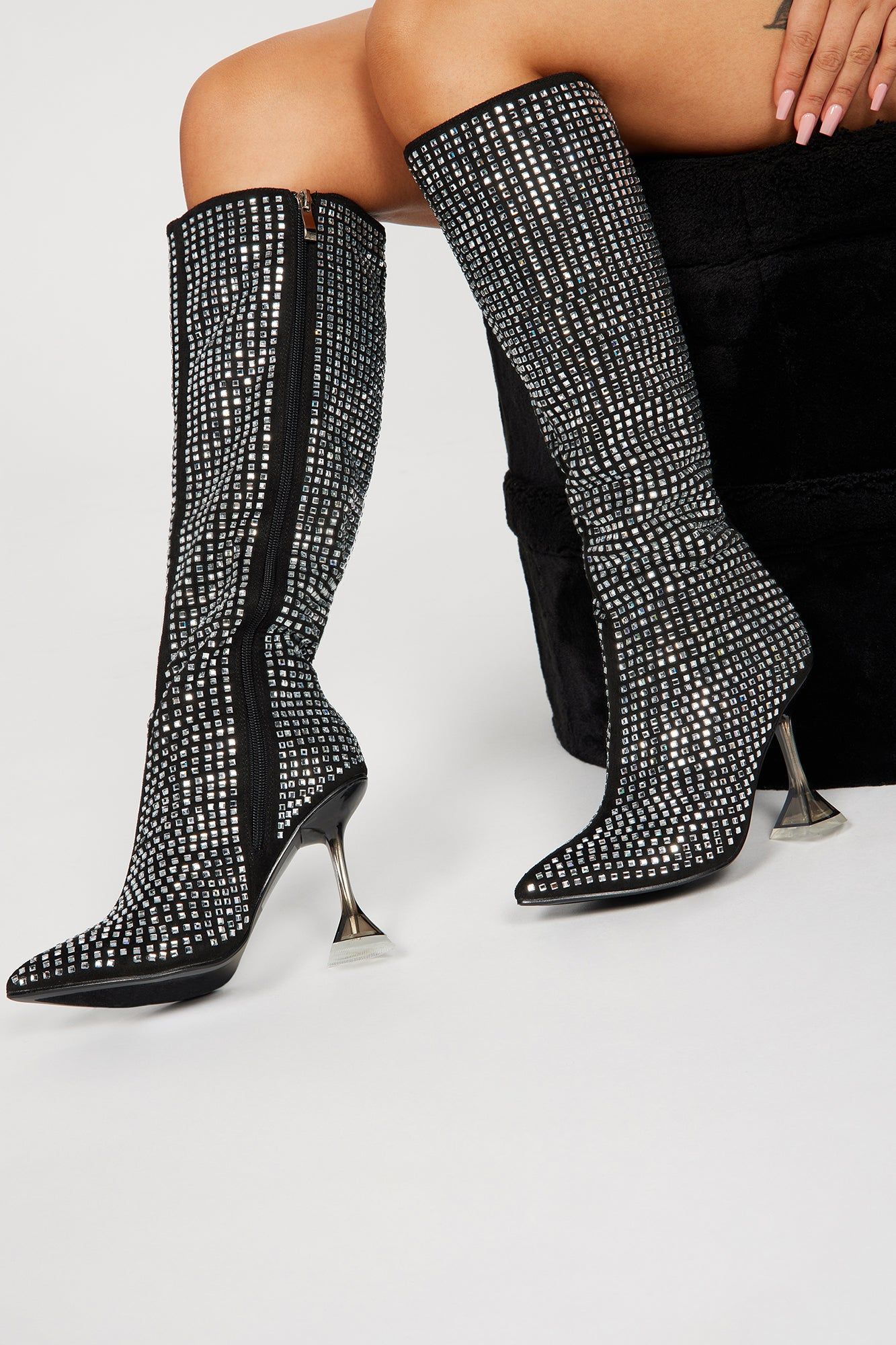 More Of Me Knee High Heeled Boots - Black sold by Fashion Nova