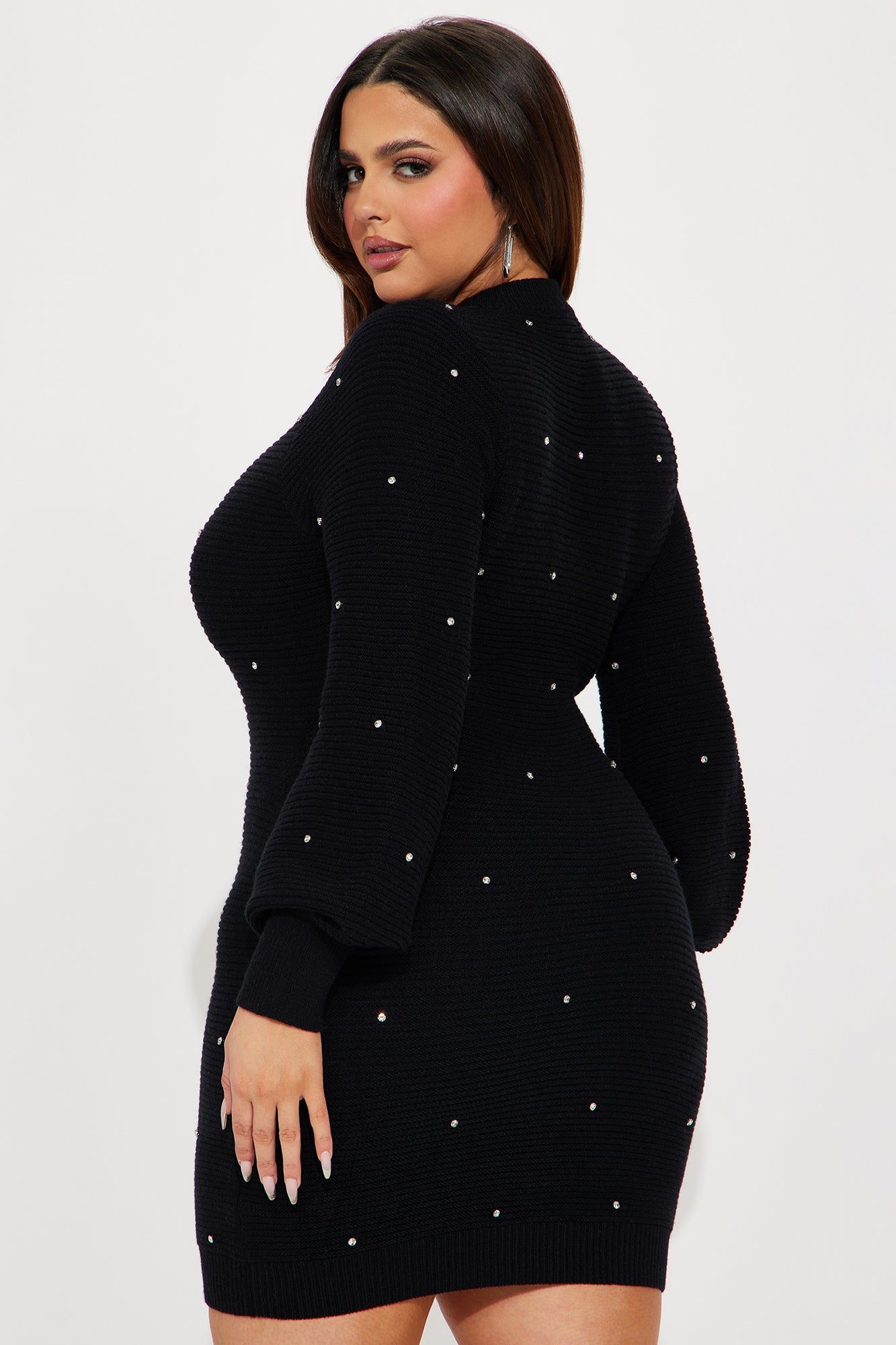 Devan Embellished Sweater Mini Dress - Black sold by Fashion Nova product image thumbnail 6