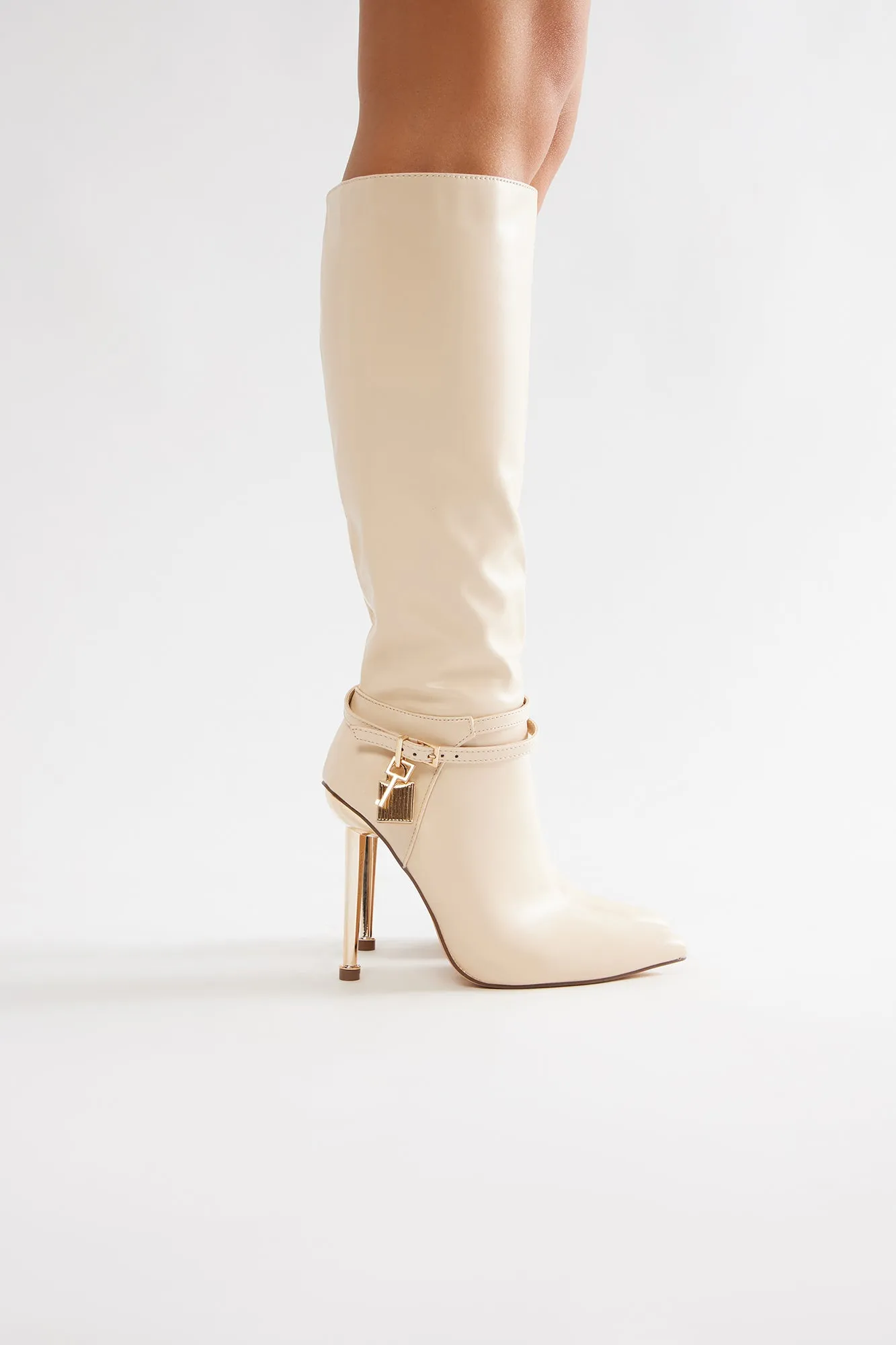 Grand Central Knee High Boots - Cream sold by Fashion Nova product image thumbnail 2