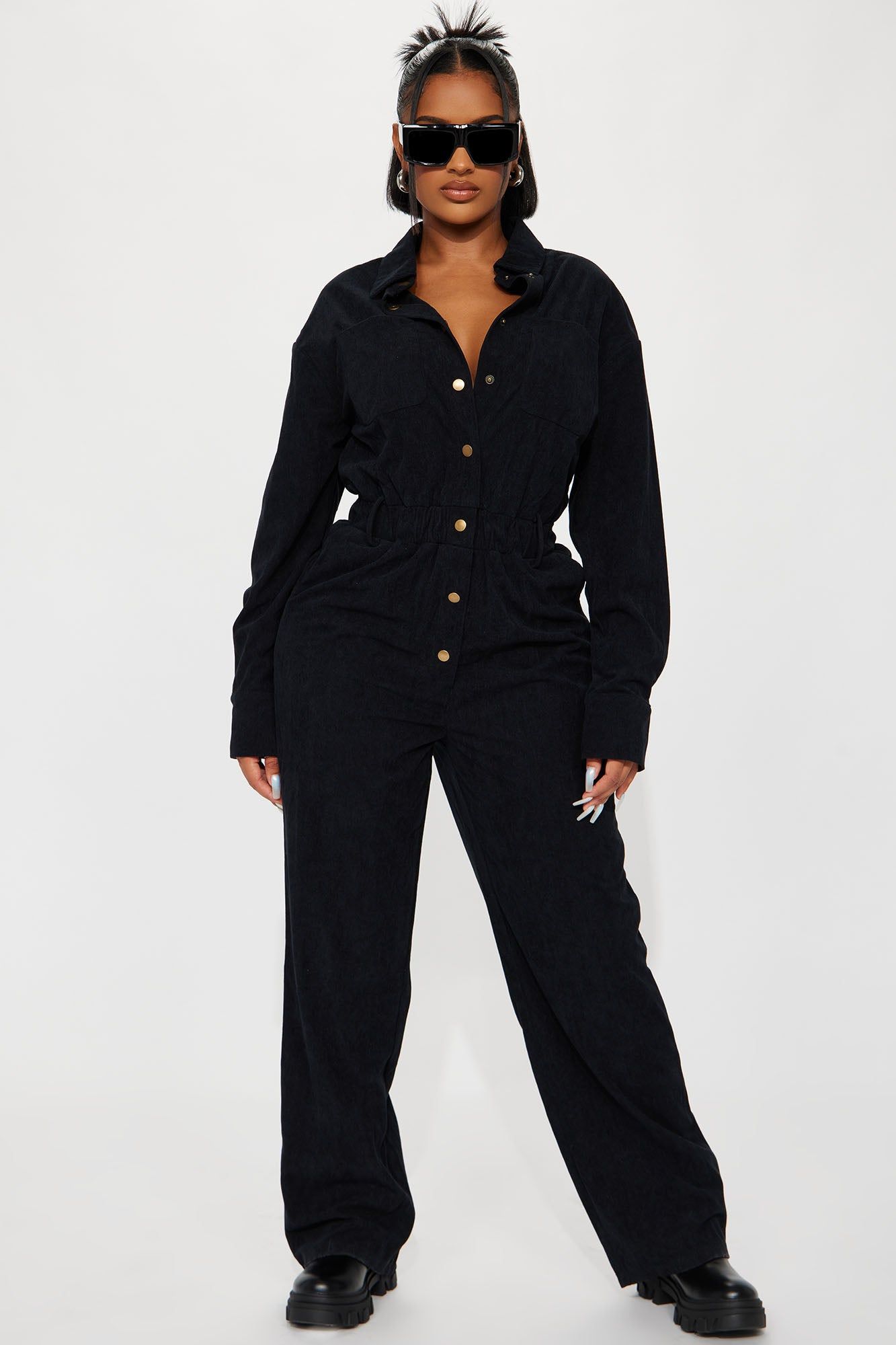 Only Forever Corduroy Jumpsuit - Black sold by Fashion Nova