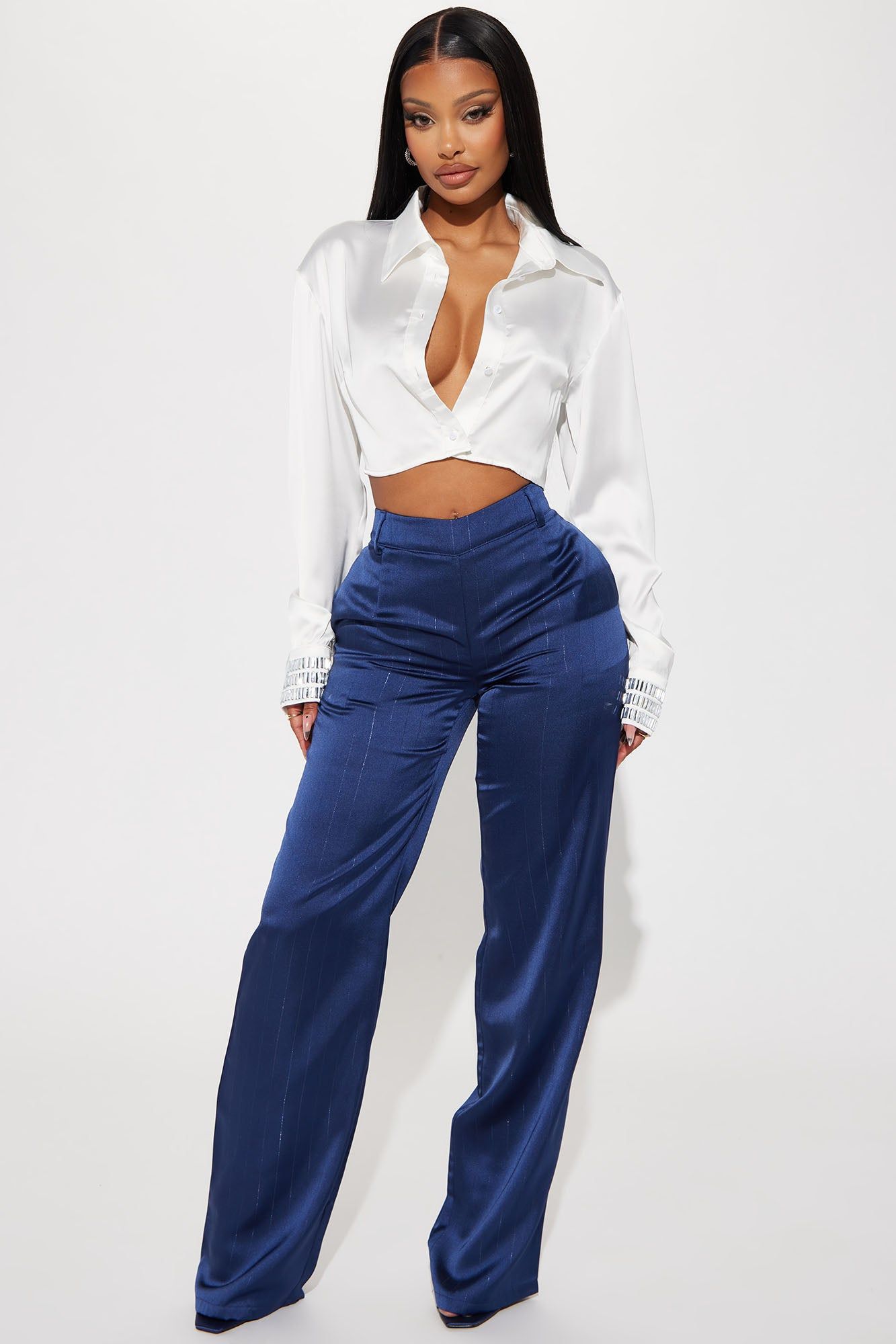 Parley Satin Shirt - White sold by Fashion Nova product image thumbnail 2