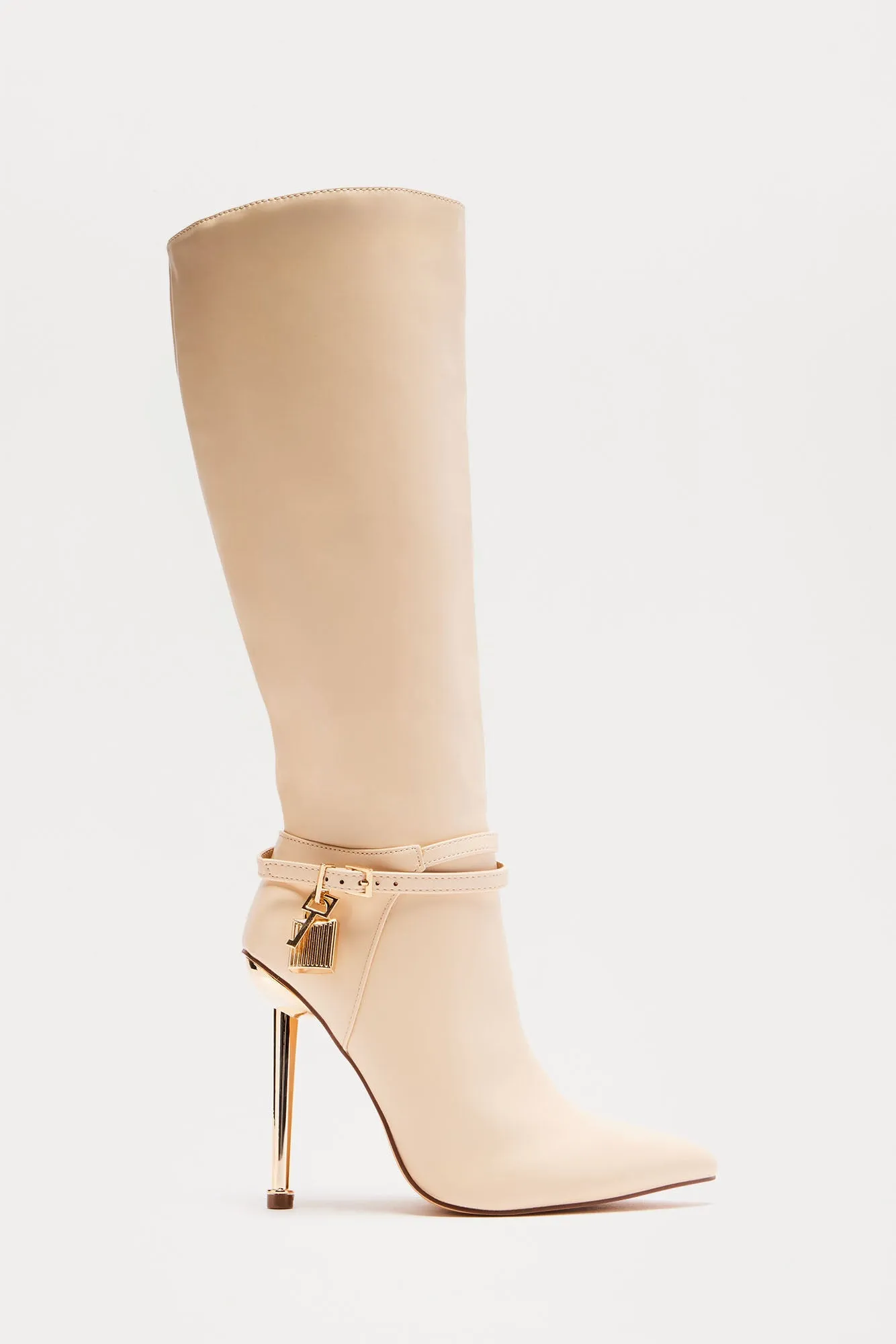 Grand Central Knee High Boots - Cream sold by Fashion Nova