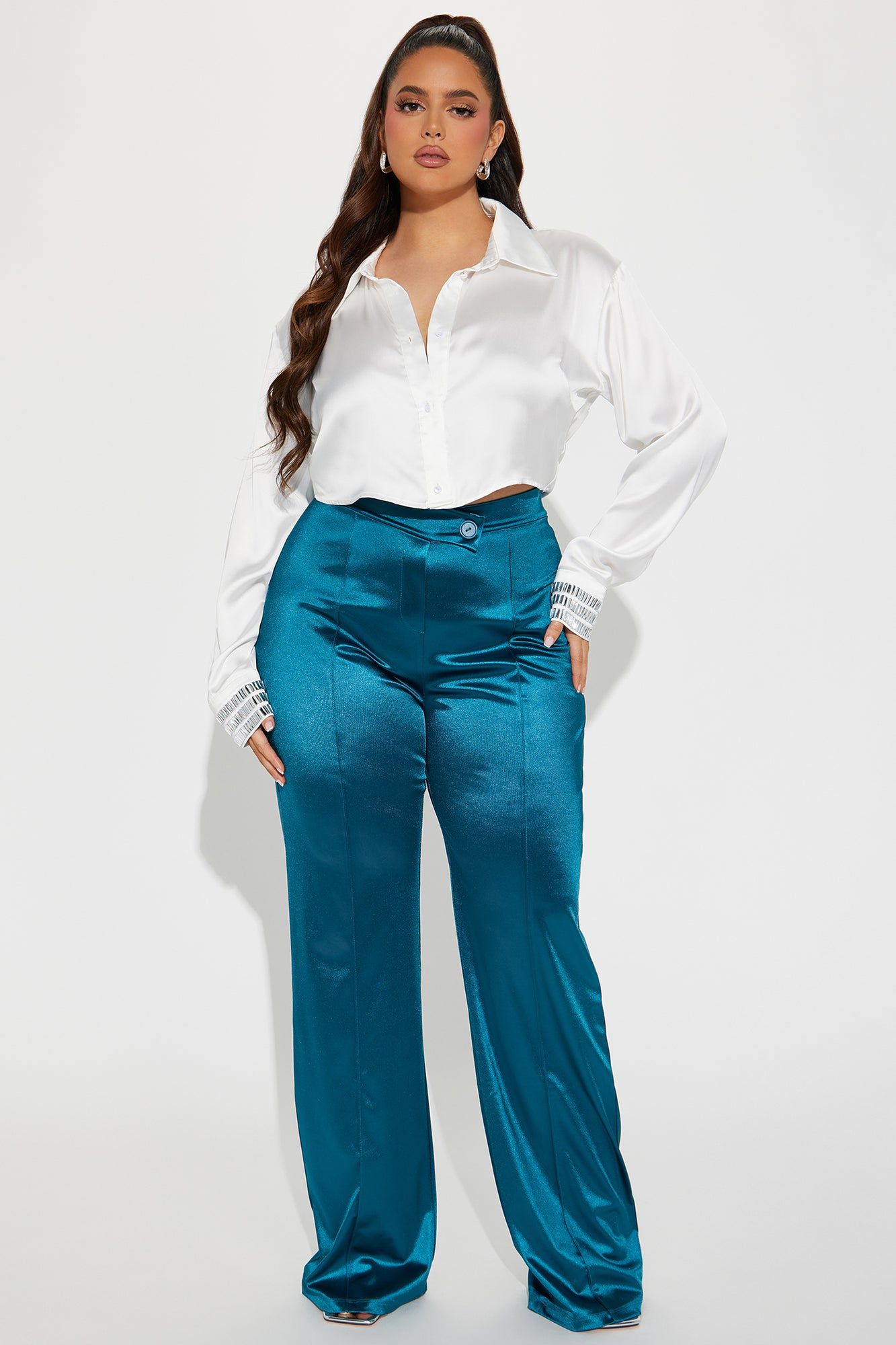 Parley Satin Shirt - White sold by Fashion Nova product image thumbnail 5