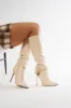 Grand Central Knee High Boots - Cream sold by Fashion Nova