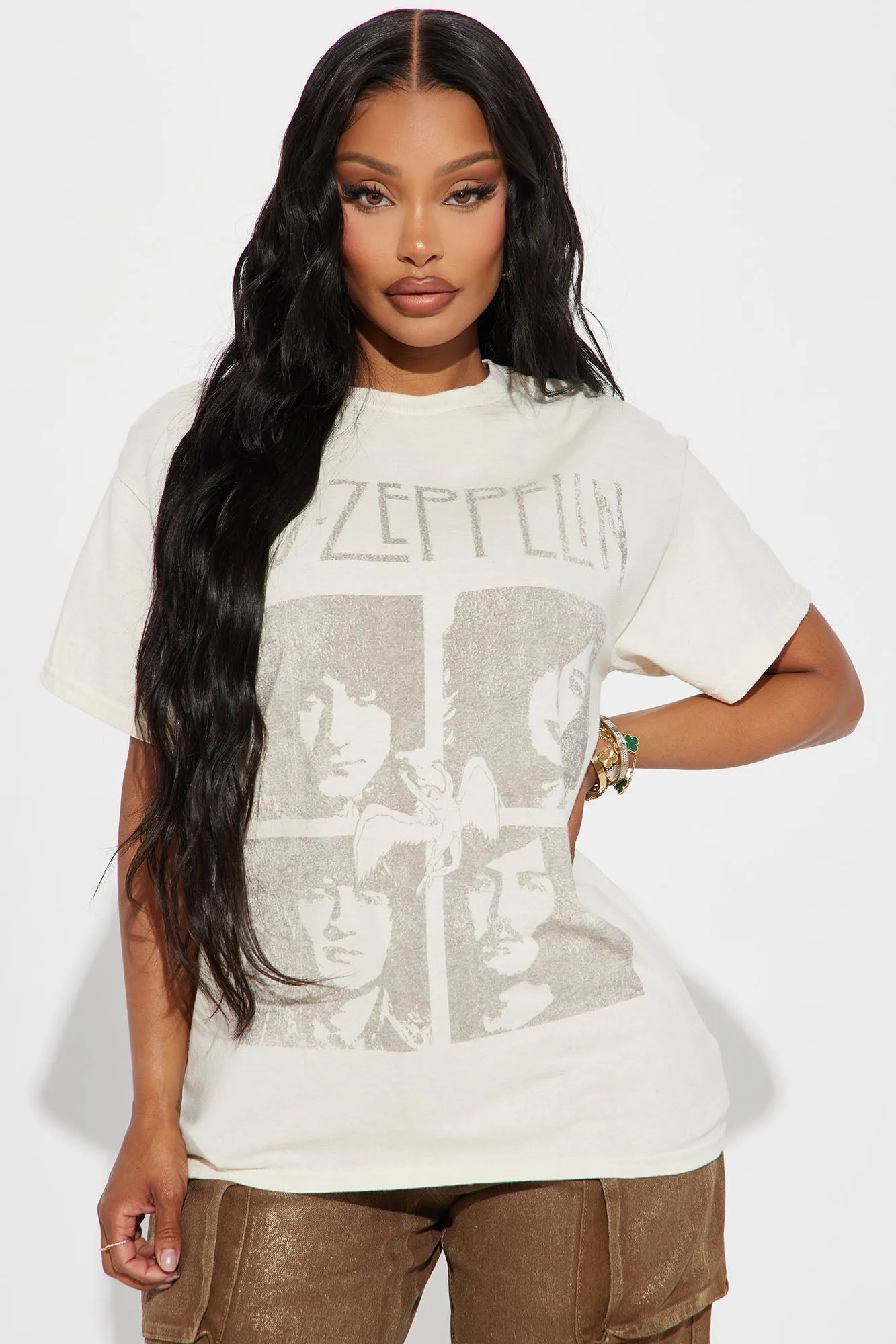 Whole Lotta Love Led Zepplin Tee - Natural/Combo sold by Fashion Nova