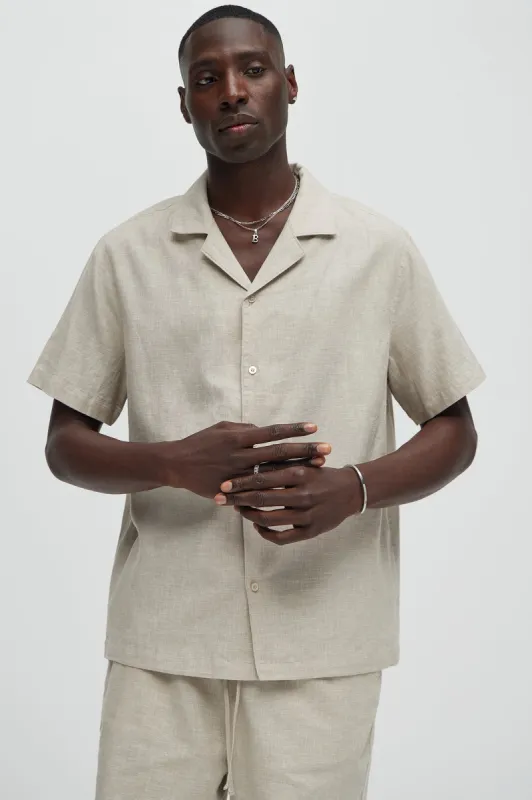 Bahamas Linen Shirt - Stone sold by Fashion Nova