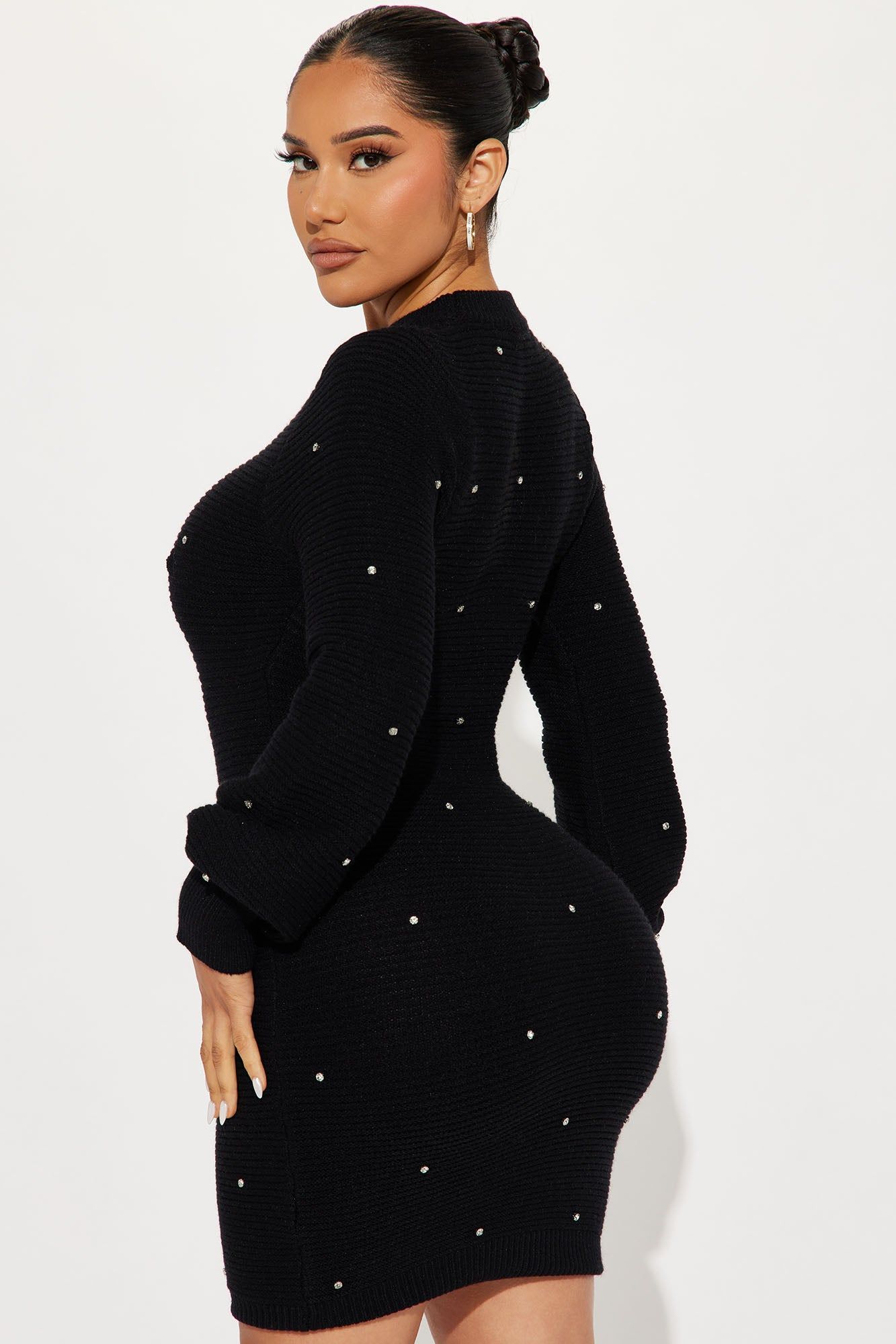 Devan Embellished Sweater Mini Dress - Black sold by Fashion Nova product image thumbnail 3
