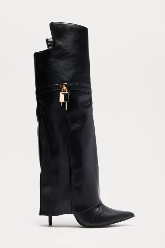 Leyah Thigh High Boots - Black sold by Fashion Nova
