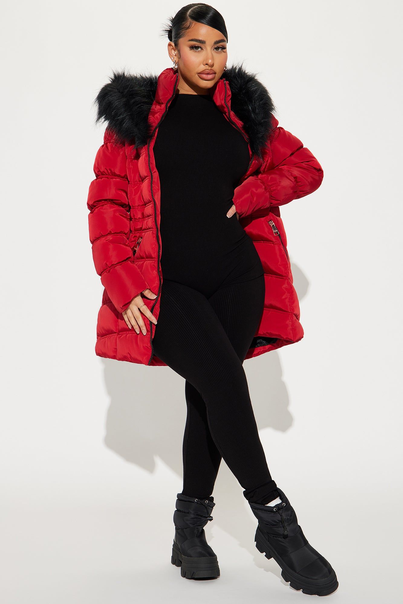 Ice Skating Date Puffer Jacket - Red sold by Fashion Nova product image thumbnail 2