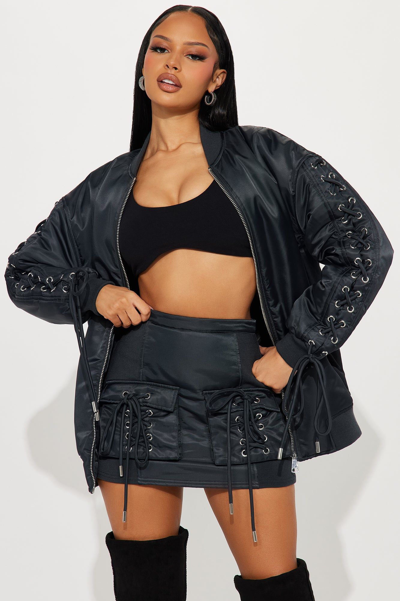 Roxxy Puffer Skirt Set - Charcoal sold by Fashion Nova product image thumbnail 3