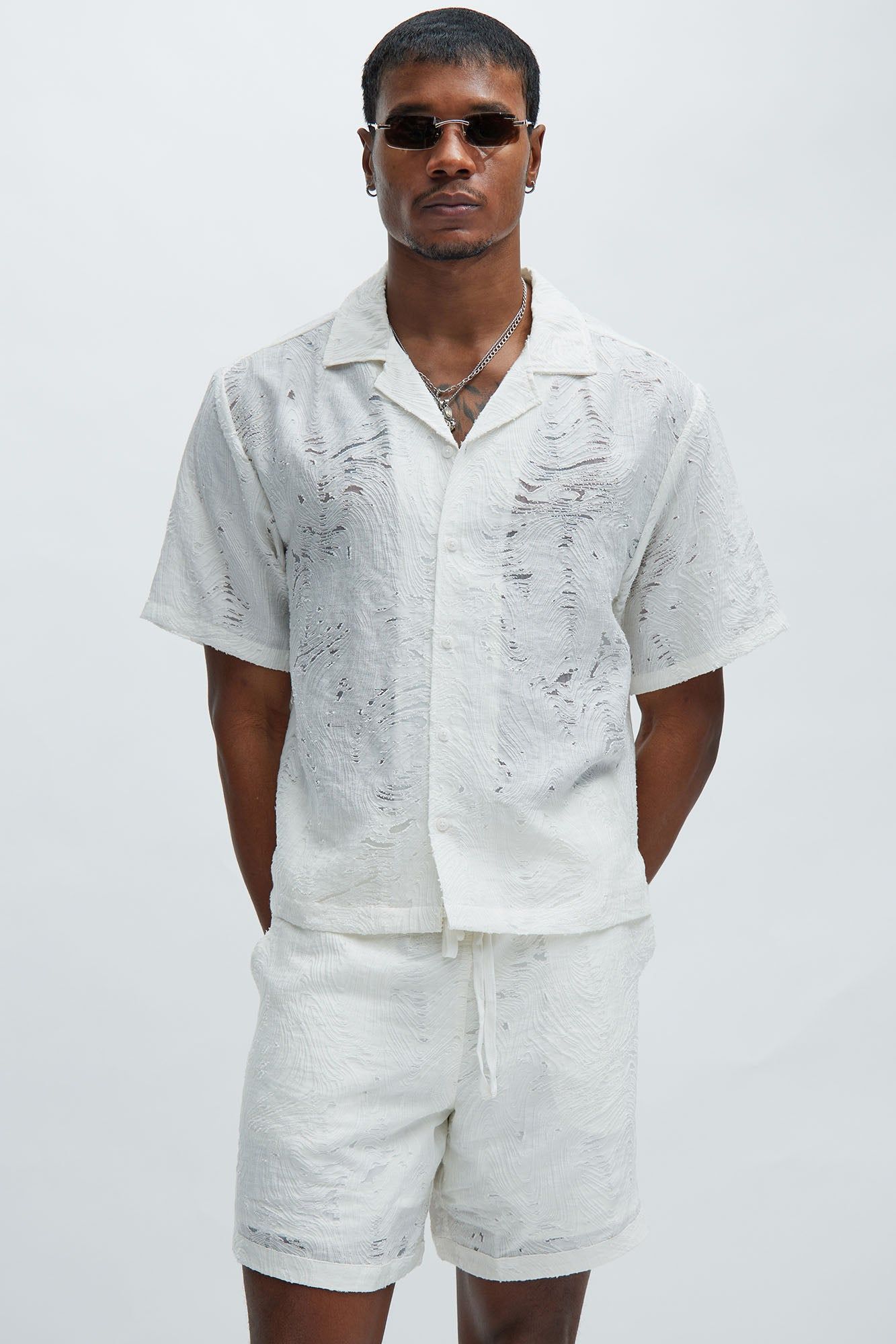 Mirage Textured Shirt - White sold by Fashion Nova