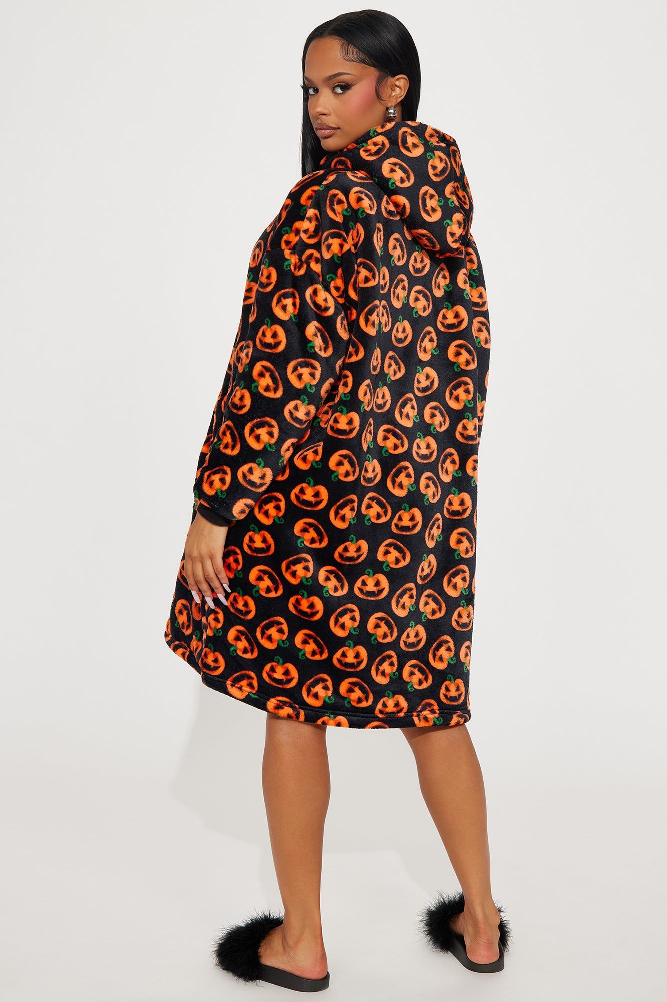 Pumpkin Patch Cuddles Plush PJ Hoodie - Black/Orange sold by Fashion Nova product image thumbnail 3