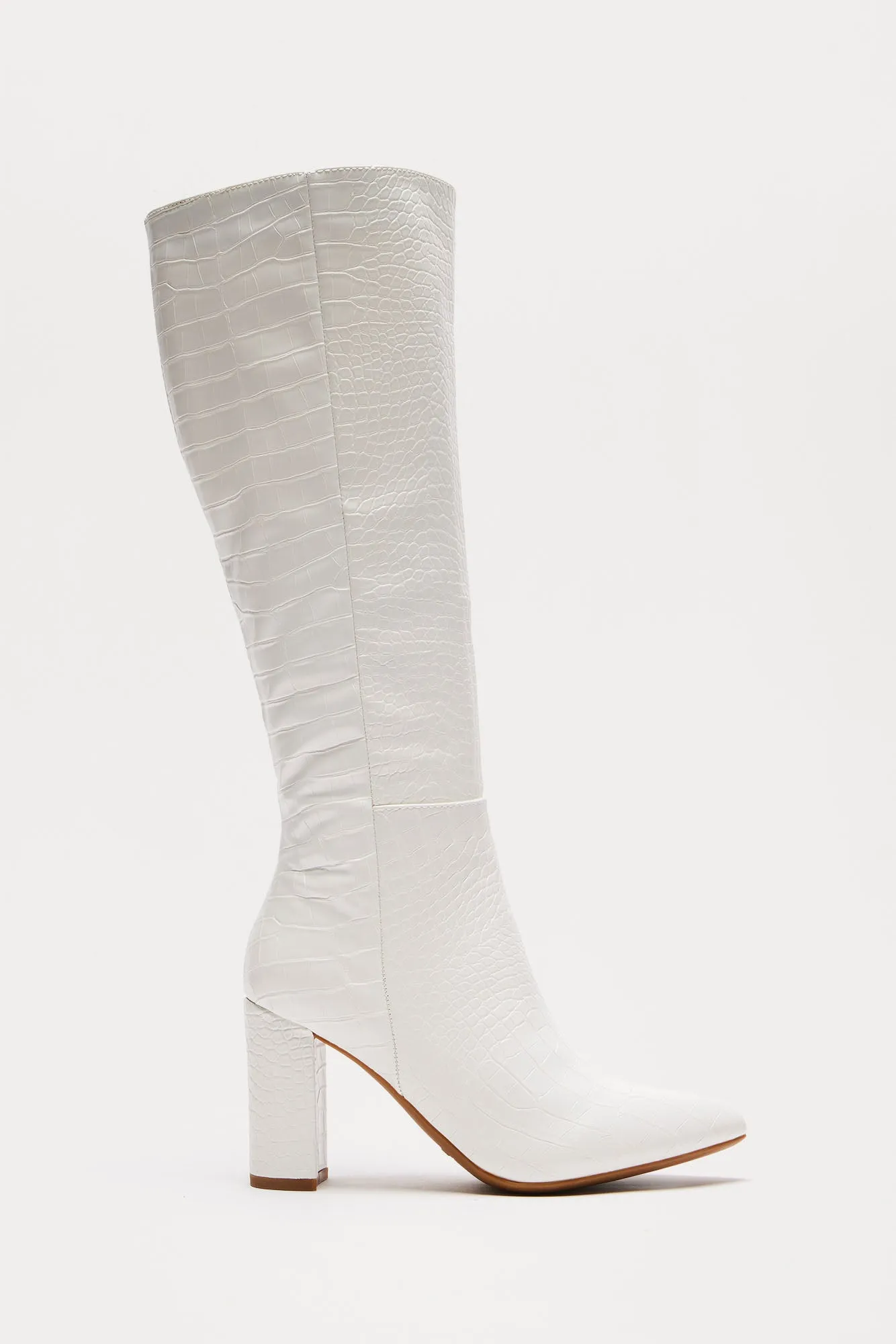 Carson Knee High Boots - White sold by Fashion Nova