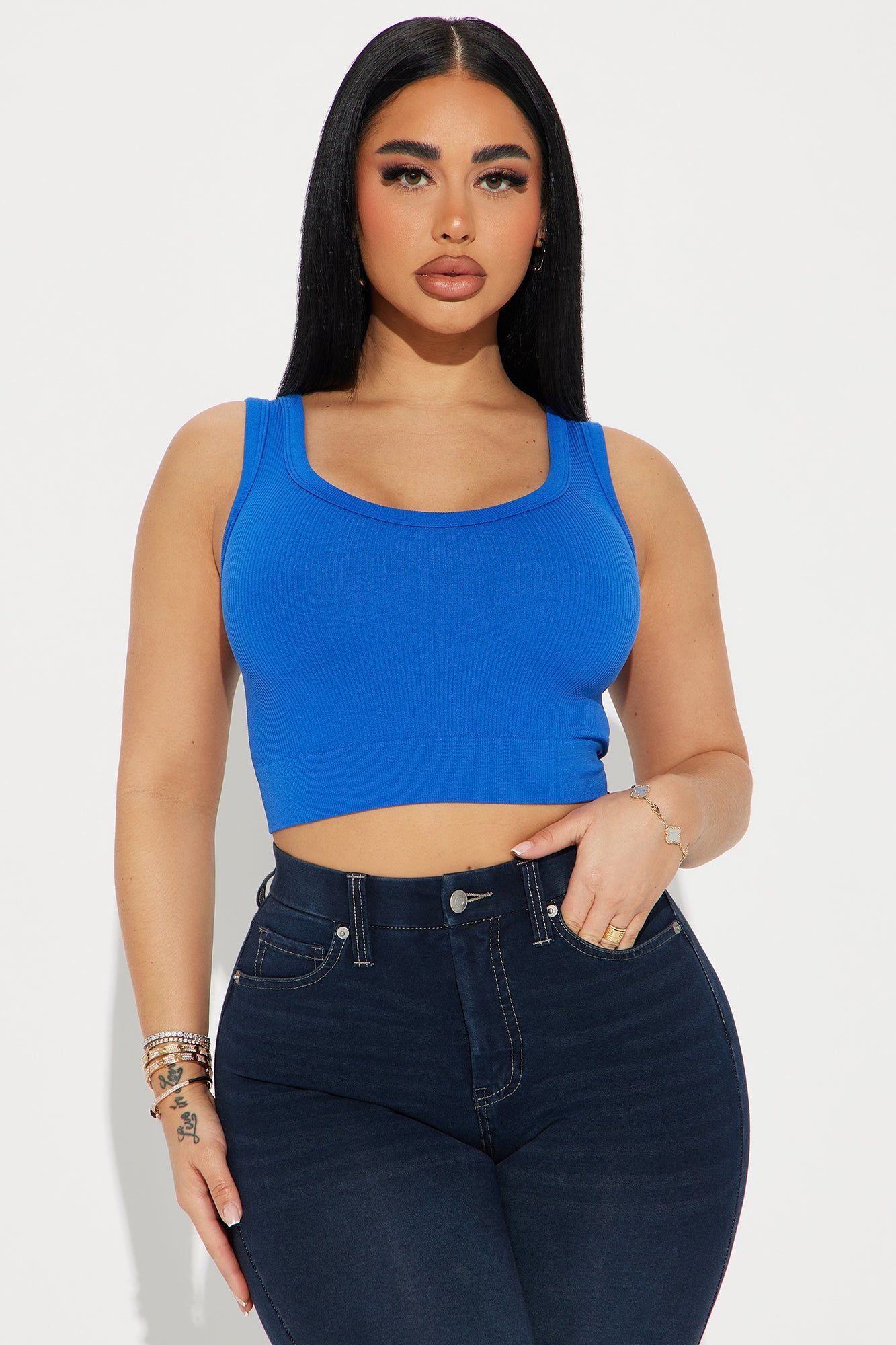 Celeste Ribbed Seamless Tank - CobaltBlue sold by Fashion Nova