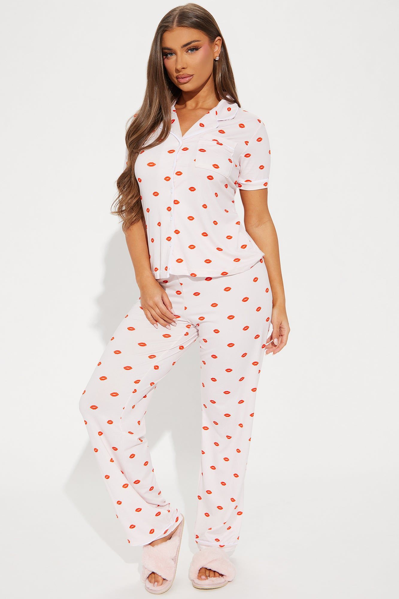 Kissing You PJ Pant Set - Pink/combo sold by Fashion Nova